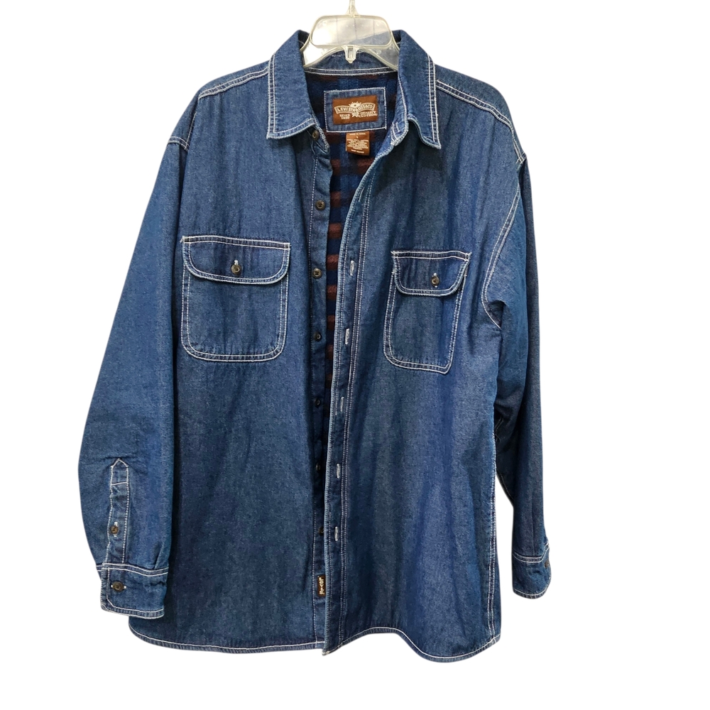 Levi's Denim Button Up Jacket Fleece Lining 100% Cotton Shell Size L